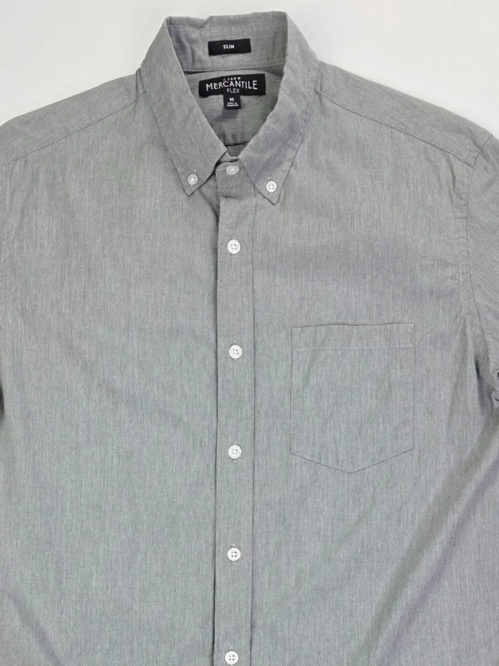 J. Crew Mercantile Flex Slim Mens Size Medium Gray Long Sleeve Button Down Shirt